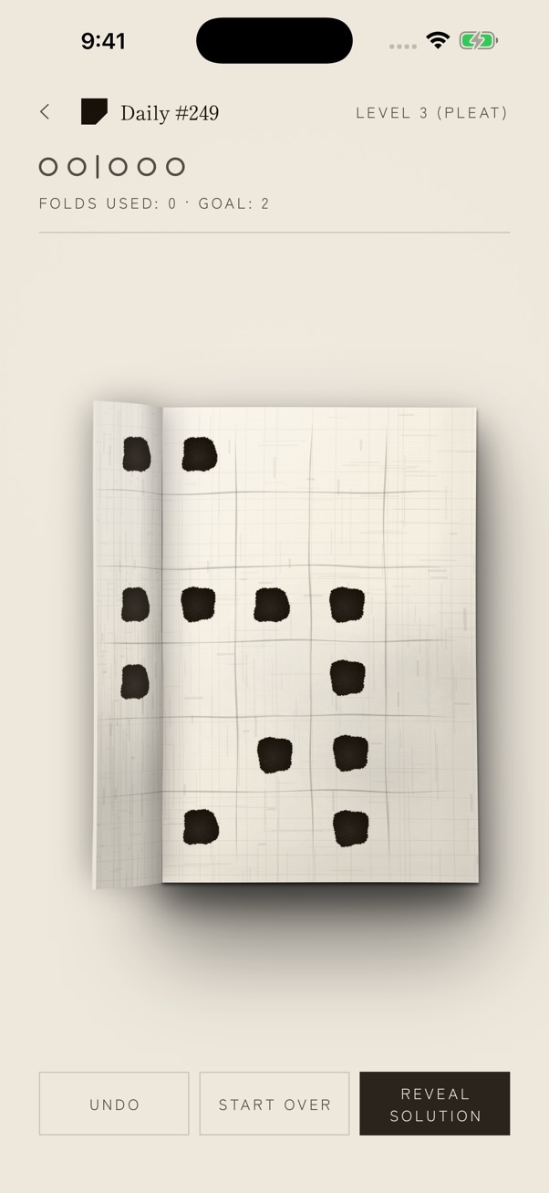 A held Clean fold preview showing how the paper and ink will move on iPhone